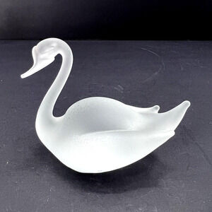 Vintage Reijmyre Sweden Scandinavian Frosted Art Glass Swan Figurine 4"
